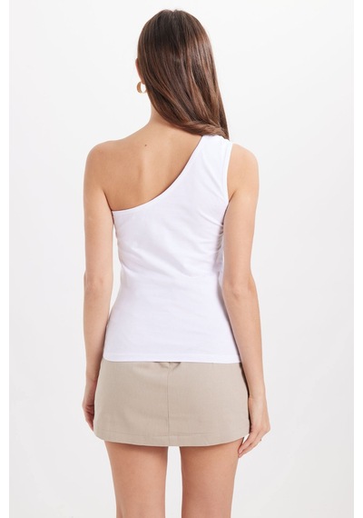 Tudors Kadın Slim Fit Dar Kesim Pamuklu Kolsuz Beyaz Crop Atlet-50885