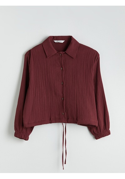 Lcw Vision Bordo Oversize Müslin Kadın Gömlek