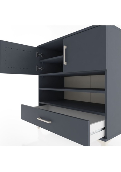 Hyperion Şifonyer 4 Raflı Tek Çekmeceli 2 Kapaklı 88x44x96 Antrasit-antrasit Antrasit Hyperion Şifonyer 4 Raflı Tek Çekmeceli 2 Kapaklı 88x44x96 Antrasit-antrasit Antrasit