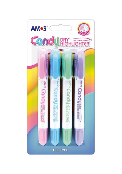 Amos Kalem Pastel Jel Dry 4 Renkli Set, Çok Renkli 124-Pembe