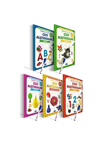 Çizgi Alıştırmaları Seti 5 Kitap - Yaz Sil Kalem Hediyeli