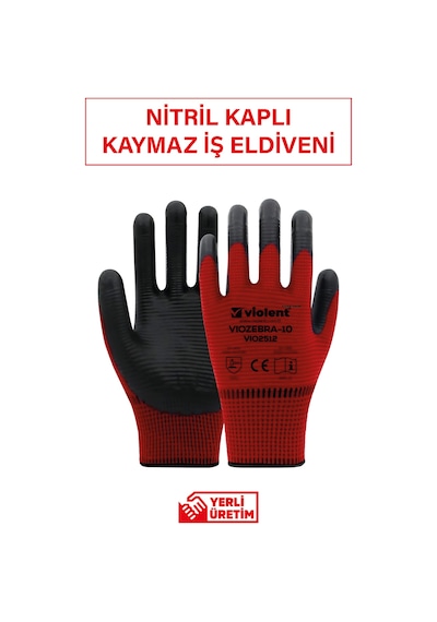 Vıozebra Nitril Eldiven Kırmızı Siyah No:10 2512 1 Adet