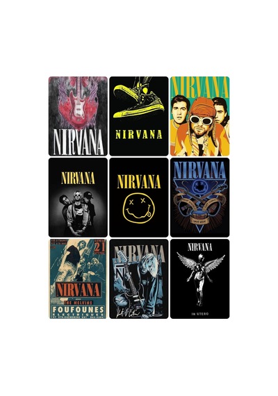 Metallica -nirvana Grubu Desenli Tasarım Mini 9' Lu Fotokart Seti
