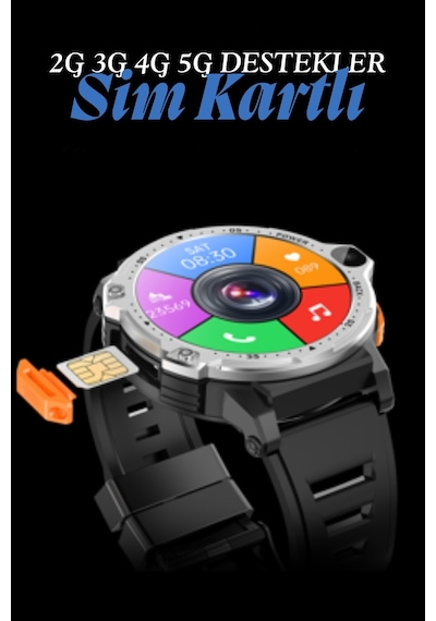 Wearfitpro Wr 999 4glite Sim Kart Çift Kamera Yeni Nesil Tüm Özelliklere Sahip Yuvarlak Akıllı Saat Gri