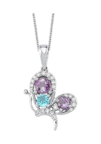 Altınbaş Pırlanta Mavi Topaz Ametist Kolye Kj257 Beyaz