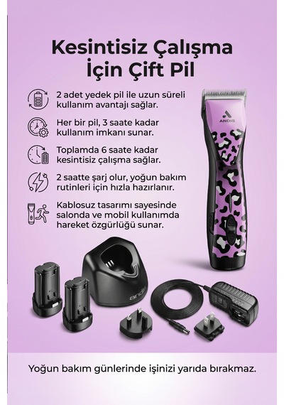 Andis Pulse Zr Iı Kablosuz Wild Yedek Bataryalı Kedi Köpek Tıraş Makinesi