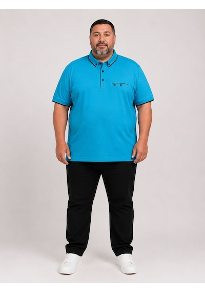 26-7057 Lacaton Erkek Büyük Beden Kısa Kol T-shirt Turkuaz
