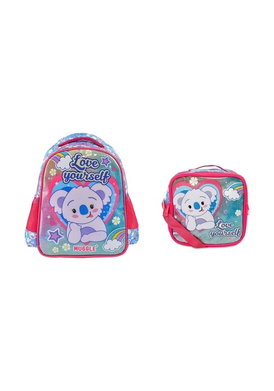 Kız Çocuk Muggle Cute Koala Anaokulu Çantası Ve Beslenme Çantası Mavi - Pembe