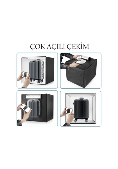 80x80x80 Led Işıklı Ürün Fotoğraf Çekim Kabini - Büyük Boy Stüdyo Çadırı