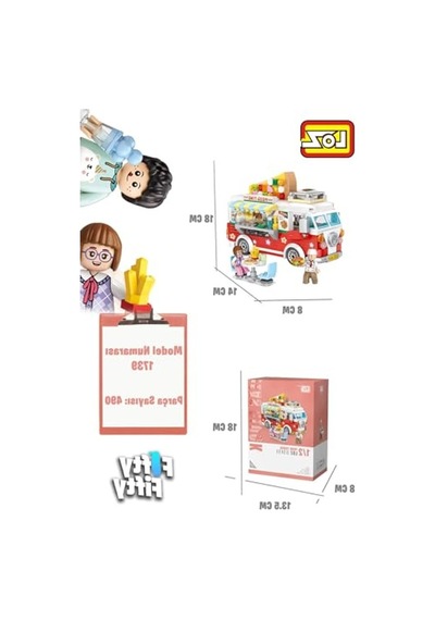 Mini Blok Yapım Seti, 490 Parça İle Pizza Kamyonu Tasarımı