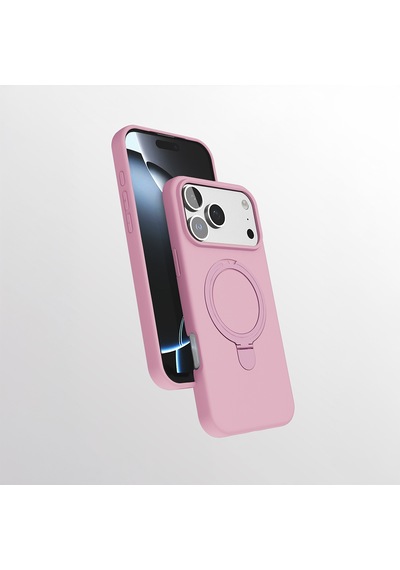 Apple Uyumlu iPhone 17 Pro Max Kılıf M-safe Şarj Özellikli Standlı Zore Samara Kapak Pembe