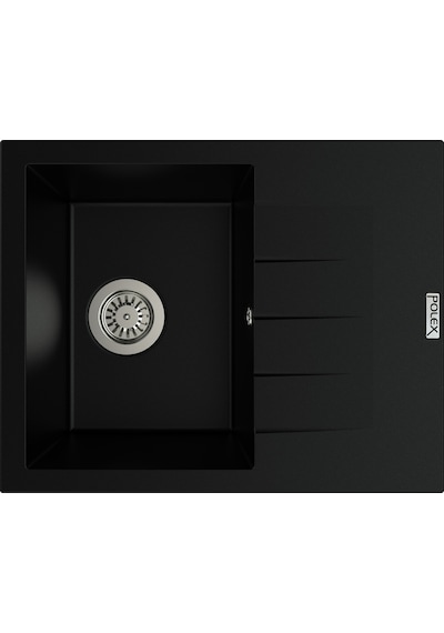 Polex Cristalüx Granit Evye P-S60 Siyah Tezgah Altı Ve Tezgah Üstü Kare Mutfak Evyesi 60.5x49.5 CM