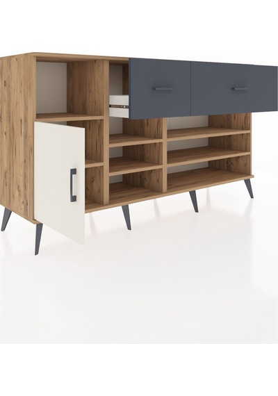 Kronos Konsol 6 Raflı 2 Çekmeceli Tek Kapaklı 176x59x99 Çam-ayta Çam-aytaşı/antrasit Kronos Konsol 6 Raflı 2 Çekmeceli Tek Kapaklı 176x59x99 Çam-ayta Çam-aytaşı/antrasit