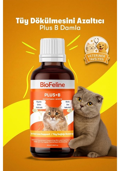Biofeline Kediler İçin Plus B Damla 50ml Ve Tüy Dökülmesini Engelleyici Biotinli Tüy Sağlığı Da