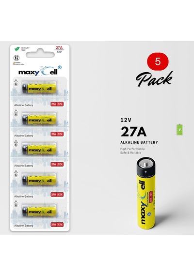 27a Alkalin Piller 12v - Uzaktan Kumandalar, Garaj Kapısı Açıcıları, Anahtarlıklar, Alarmlar, Sızdırmaz Tasarım İçin Yüksek Kapasiteli Uzun Ömürlü Güvenilir Güç Değiştirme A27 Mn27 L828 5'li