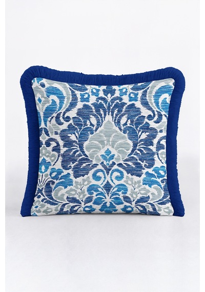 Mavi Damask Klasik Şık Desenli Saçaklı Yastık Kılıfı - Bohem Gri Lacivert Püsküllü Kırlent Kılıfı Kadim Ufuk Mira Mavi Damask Klasik Şık Desenli Saçaklı Yastık Kılıfı - Bohem Gri Lacivert Püsküllü Kırlent Kılıfı Kadim Ufuk Mira