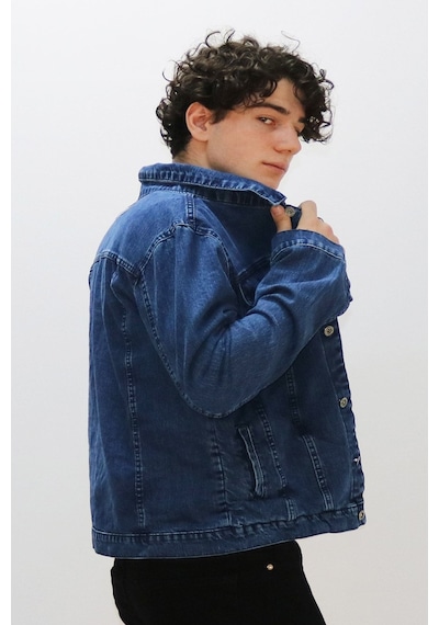 Vikings Jeans Erkek Kot Ceket Lacivert Kot Ceket Lacivert