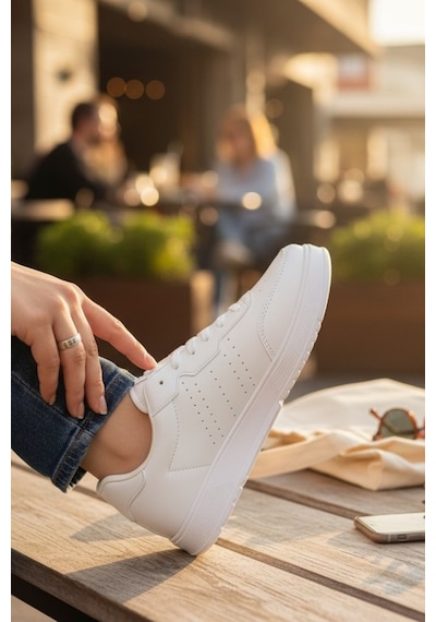 Enoch Erkek Günlük Spor Ayakkabı Düz Tabanlı Sneaker Perfore Detaylı Sade Ve Hafif Model Beyaz Enoch Erkek Günlük Spor Ayakkabı Düz Tabanlı Sneaker Perfore Detaylı Sade Ve Hafif Model Beyaz