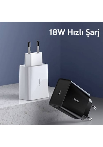 Baseus Akıllı Şarj 18W PD Type-C Hızlı Şarj Adaptörü, Uyumlu MacBook Pro,Android ve iOS