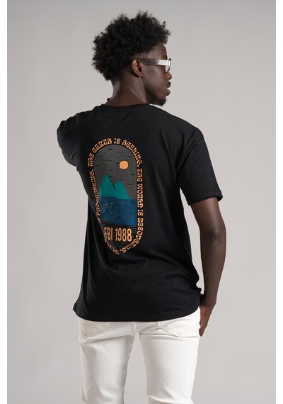Fbı Yarım Oversize Hafif Bol Kesim Arkası Baskılı Pamuklu T-shirt Siyah