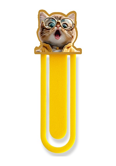 Şaşkın Gözlüklü Kedi Kitap Ayracı