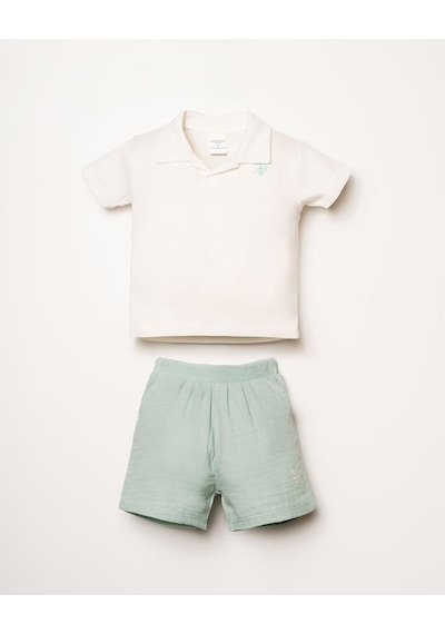 U.S. Polo Assn. U.s. Polo Assn Erkek Bebek 2 Li Şort T-şhirt Takım Beyaz - Mint-2289 Beyaz