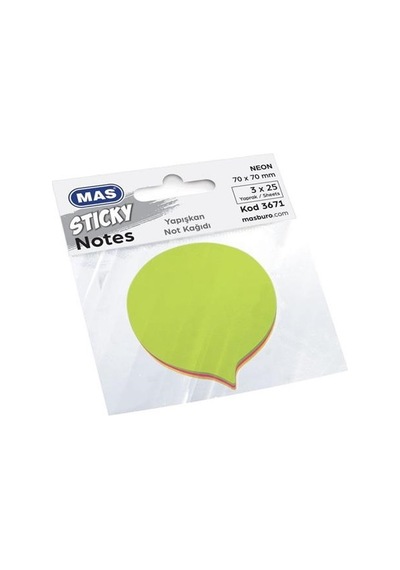 Mas Sticky Yapışkanlı Not Kağıdı Balon 70X70 Mm 75 Yaprak 3671