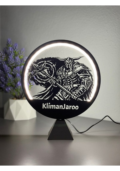 Knight Online Warrior Kişiye Özel İsimli Halka Led Masa Gece Lambası Gamer Oyun Oda Dekor Hediyelik Siyah