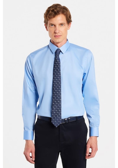 Tudors Erkek Slim Fit Non-ıron Pamuklu Doğa Dostu Ekoteks Belgeli Ütü Gerektirmez Açık Mavi Gömlek-32995 Açik Mavi