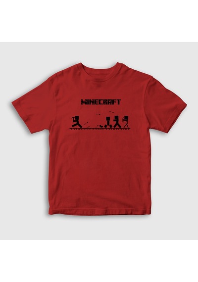 Presmono Unisex Çocuk Arrows Minecraft T-shirt Kırmızı