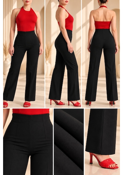 Sea Queen Kadın Yüksek Çima Detaylı Fermuarlı Rahat Kesim Yumusak Palazzo Kumaş Pantolon Siyah - 939277893 Siyah Sea Queen Kadın Yüksek Çima Detaylı Fermuarlı Rahat Kesim Yumusak Palazzo Kumaş Pantolon Siyah - 939277893 Siyah