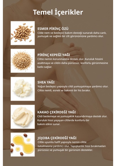 Midha Brown Rice Esmer Pirinç Özlü Nemlendirici ve Besleyici Vücut Losyonu 500 G