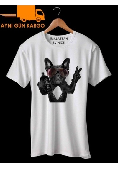 Bulldog Hangover Tasarım Baskılı Tişört Tshirt