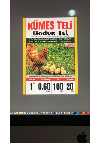 Kümes Teli - 100 Cm Yükseklik - 20 Metre-0.6Mm Kalinlik-1 Inç Göz