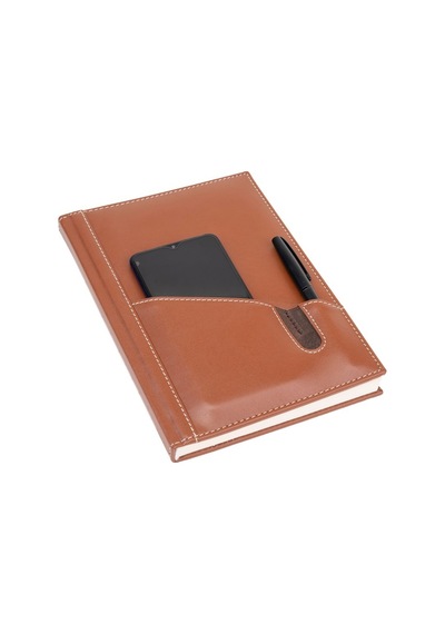 2K 2027 Yeni Yıl Günlük Çizgili Ajanda Deri Telefon Kılıflı Kapak 17x24 CM - Taba