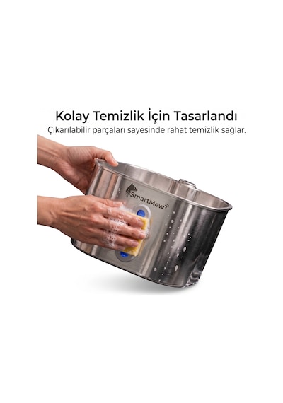 Smartmew S15-a 2.2l Paslanmaz Çelik Kedi Köpek Su Pınarı - Su Seviyesi Göstergeli Sessiz Otomatik Su Sebili