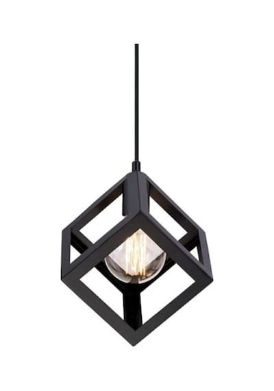 Rustik Retro Model Geometrik Sarkıt Metal Küp Avize Siyah Tek Ebat 3528-1blk Diğer