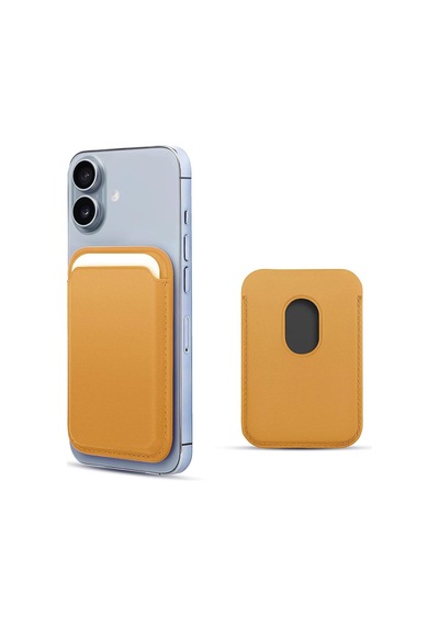 Microsonic Apple iPhone Uyumlu 17 Leather Wallet Magsafe Sarı -