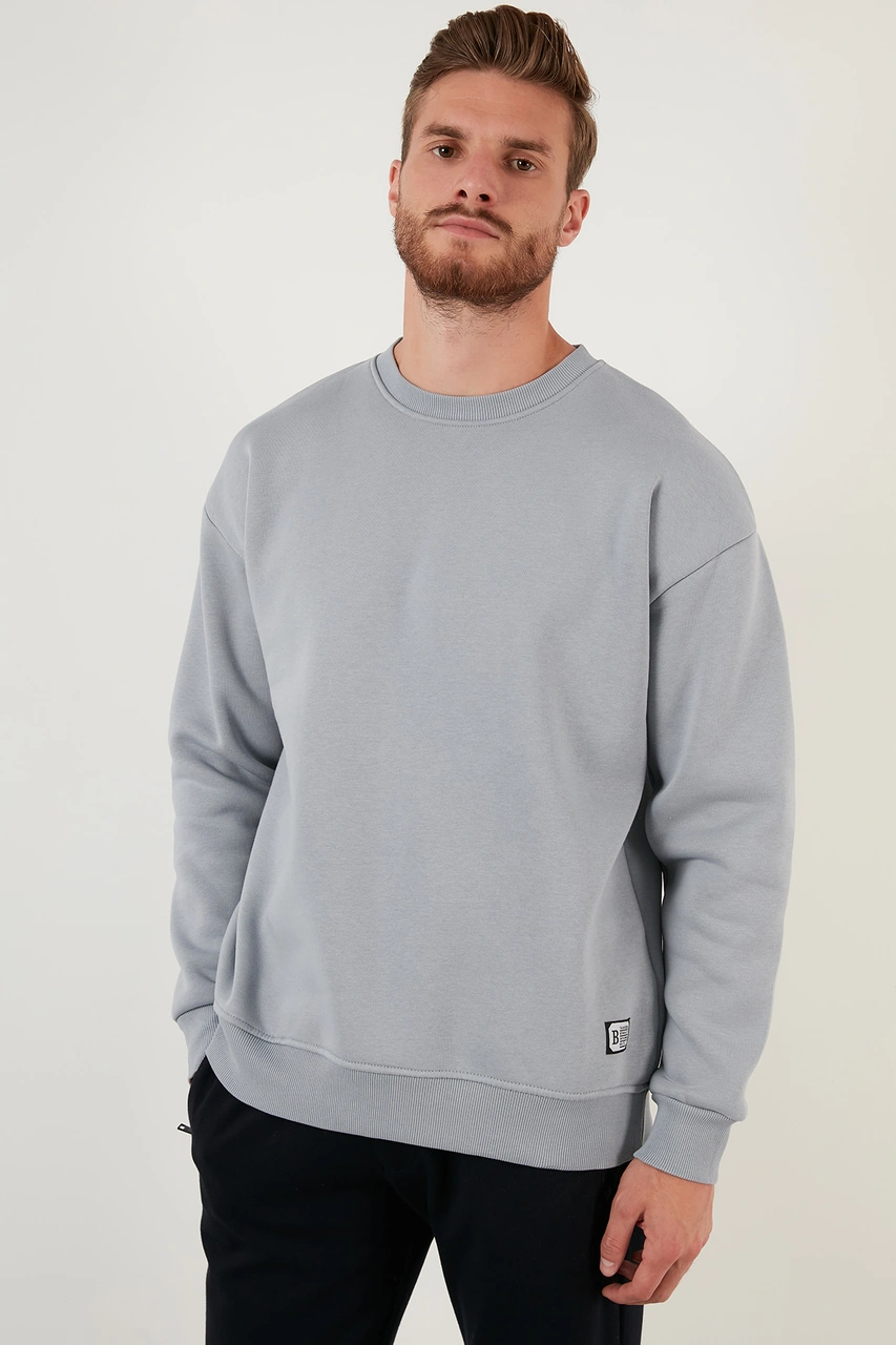 Buratti Regular Fit Bisiklet Yaka Şardonlu 2'Li Paket Erkek Sweat 5905255S2 Açık Gri-Vişne