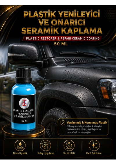4e Plastik Yenileyici Ve Onarıcı Seramik Kaplama Uv Koruyuculu 50 Ml Cam Şişe