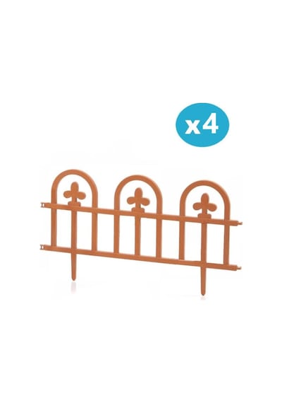 Omnipazar Sy-5992 Estate Plastik Bahçe Çiti 60x32 Cm 4'lü Set Kahverengi