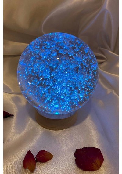 3d Led Işık Cam Küre Çok Işıklı Ahşap Hava Kabarcığı Büyük Boy 10 Cm