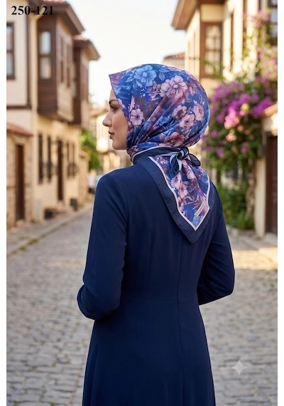 Velscarfs Soft Pamuk Parla Eşarp Lacivert 250-121 Çok Renkli