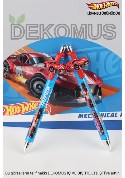 2024 Yeni Sezon Lisanslı Hot Wheels Maskotlu Versatil Uçlu Kalem 0.7 Mm Ahşap