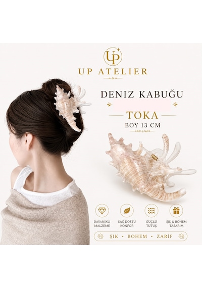 Deniz Kabuğu Kemik Toka 13cm Beyaz