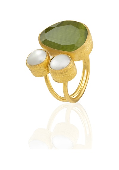 Kadir Jewellery 22 Ayar Altın Kaplama Kadın Zirkon Taşlı Yüzük-el İşçiliği Ve Özel Tasarım Yeşil 90786759