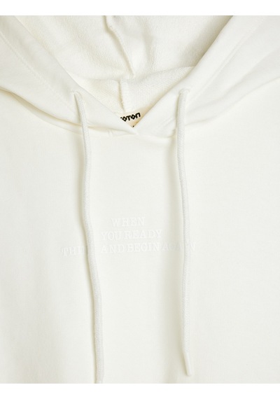Koton Kol Açıklığı Geniş Kolsuz Kapüşonlu Crop Sweatshirt Kırık Beyaz 5sak30048ek Ekru