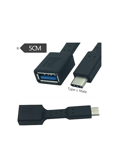7 Cm Usb Type-c Erkek - Usb 3.0 Dişi Otg Adaptör Kablosu, Yüksek Hızlı Veri Aktarım Ve Otg Dönüştürücü