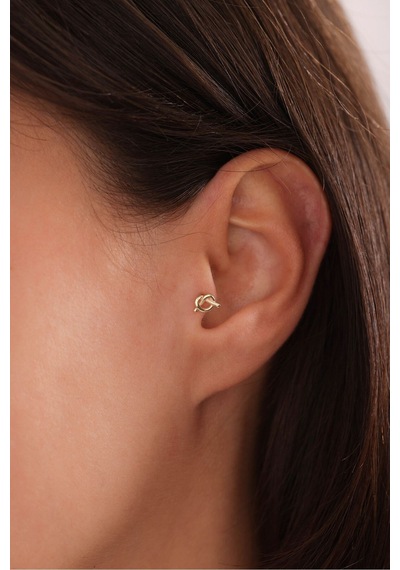 14 Ayar Altın Miço Tek Düğüm Tragus Küpe
