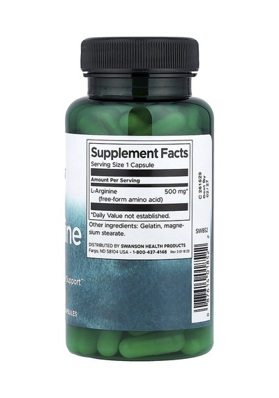 Swanson Vitamins, L-arginine, 500 Mg, 100 Capsules